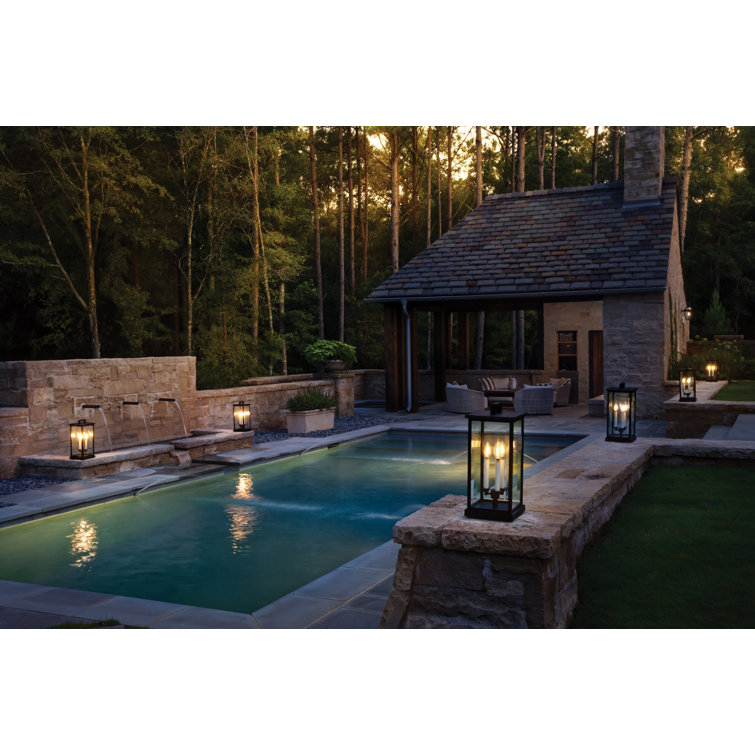 Black Aluminum 3-Light LED Outdoor Pier Mount Lantern