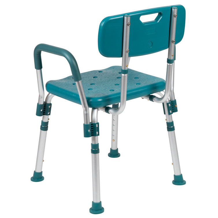 Hercules 300 Lb. Capacity Teal Adjustable Shower Chair with Arms