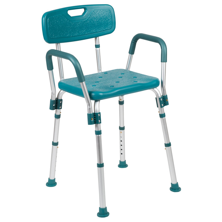 Hercules 300 Lb. Capacity Teal Adjustable Shower Chair with Arms