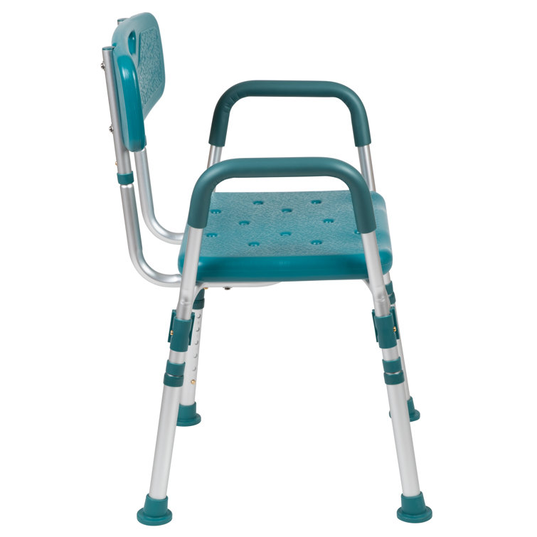 Hercules 300 Lb. Capacity Teal Adjustable Shower Chair with Arms