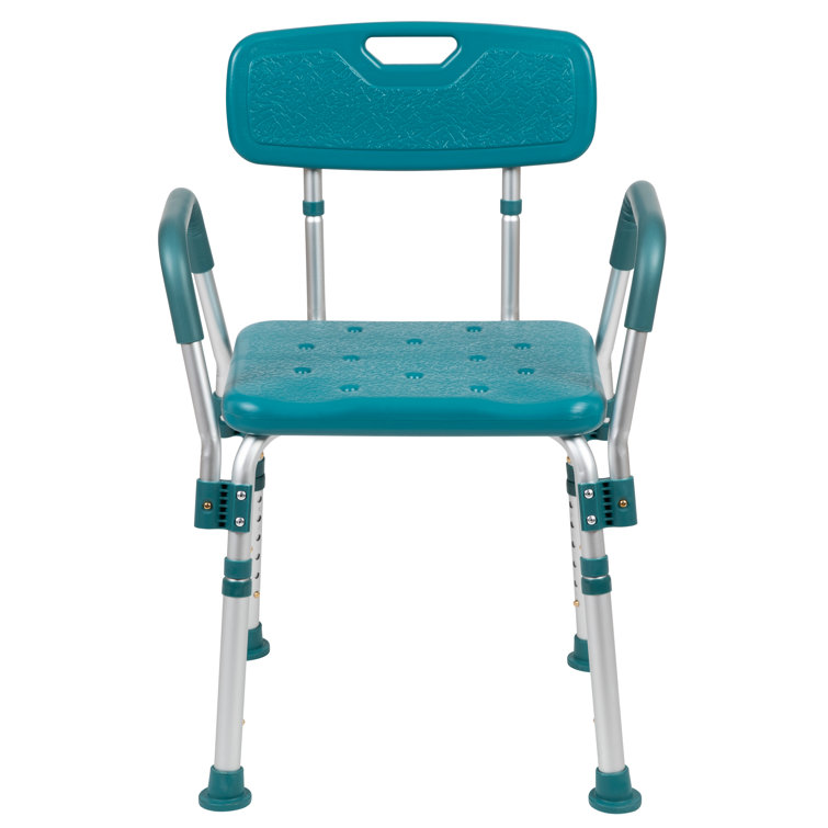 Hercules 300 Lb. Capacity Teal Adjustable Shower Chair with Arms