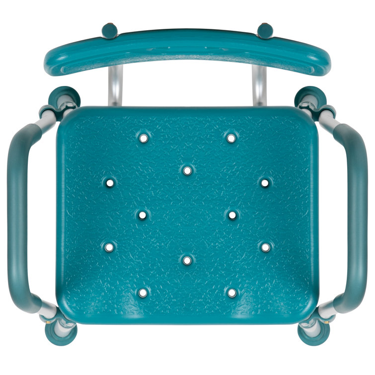 Hercules 300 Lb. Capacity Teal Adjustable Shower Chair with Arms