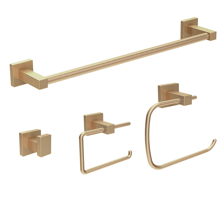 Brushed Bronze 4-Piece Bathroom Hardware Set