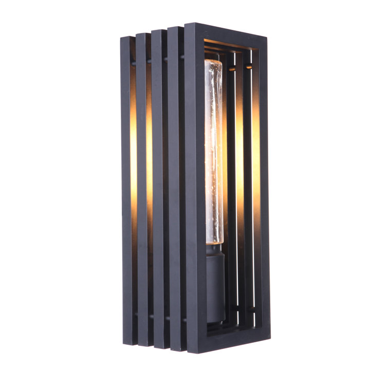 Large Matte Black Aluminum Outdoor Wall Light with Clear Seeded Glass