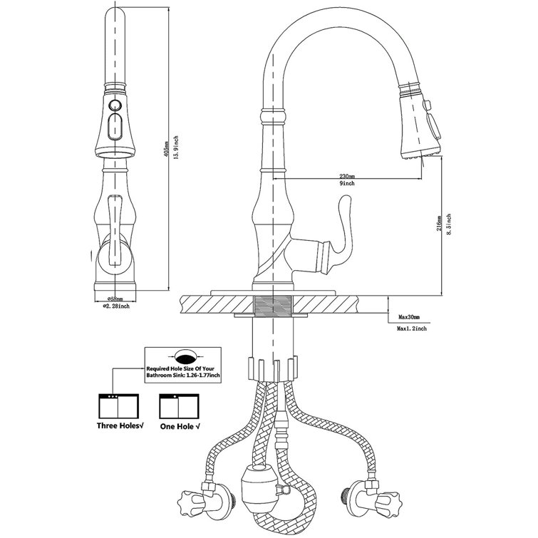 Oil Rubbed Bronze Single Handle Pull Down Kitchen Faucet