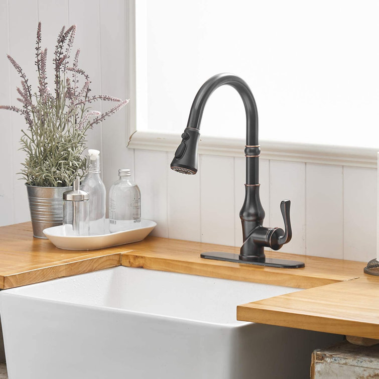 Oil Rubbed Bronze Single Handle Pull Down Kitchen Faucet
