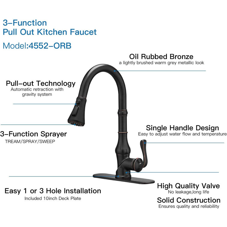 Oil Rubbed Bronze Single Handle Pull Down Kitchen Faucet