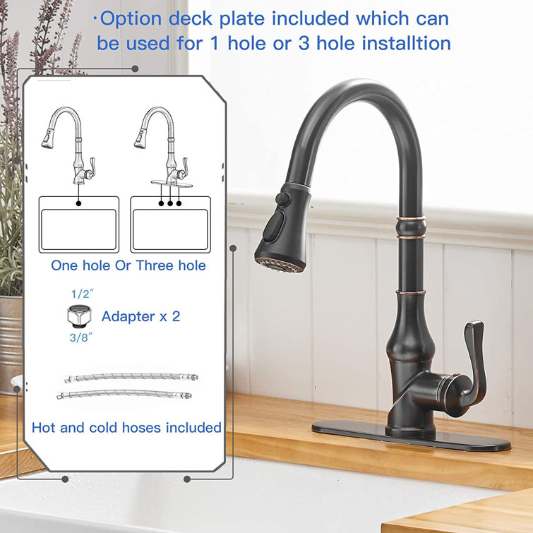 Oil Rubbed Bronze Single Handle Pull Down Kitchen Faucet