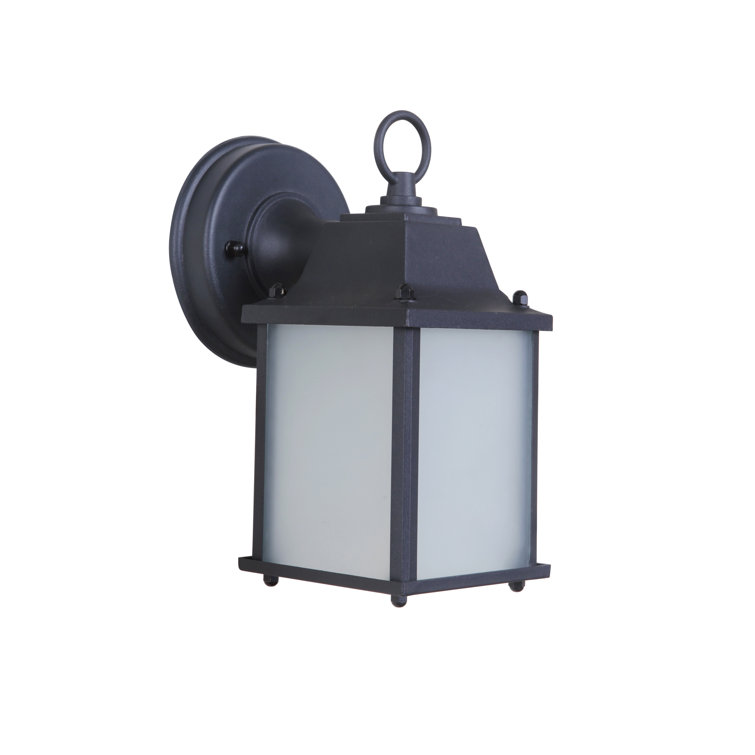 Black Aluminum LED Wall Lantern with Frosted Glass Shade