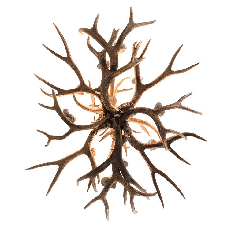 Antique Copper 10-Light Antler Empire Chandelier