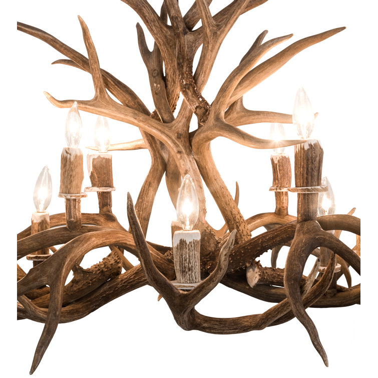 Antique Copper 10-Light Antler Empire Chandelier