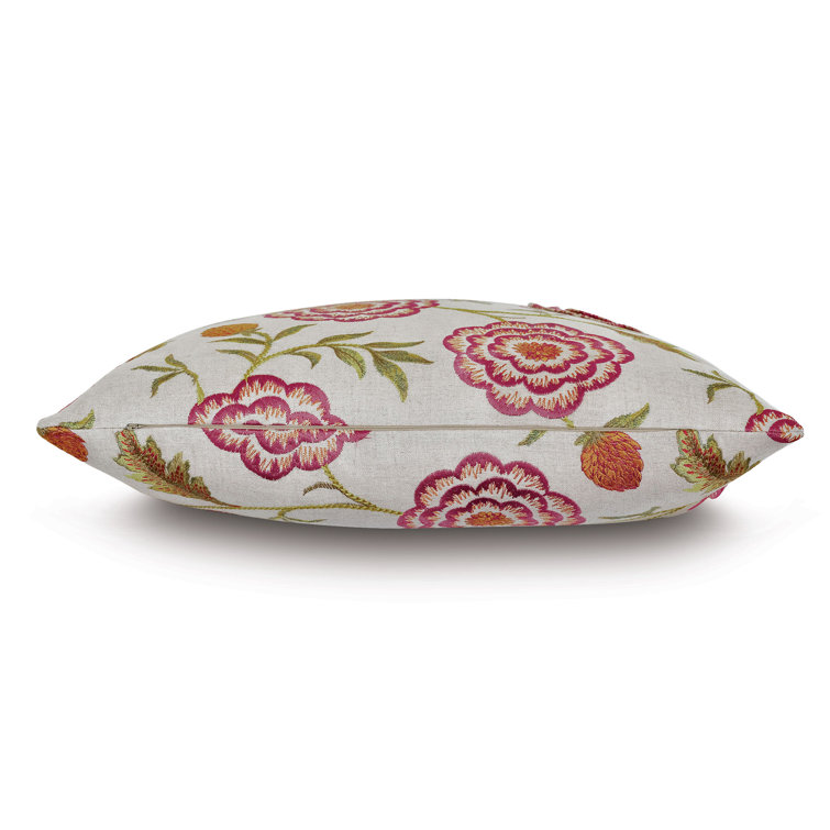 Alexa Hampton Floral Embroidered Linen Blend Square Throw Pillow