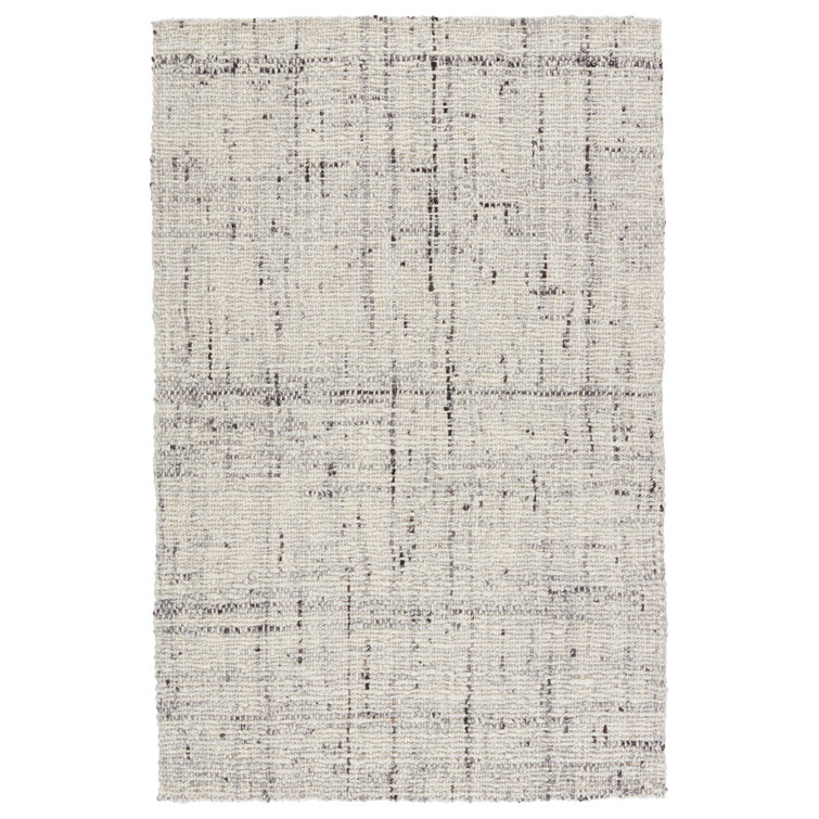 Cambridge Basket Weave Handwoven Wool Rug 6' x 9' in Charcoal Gray