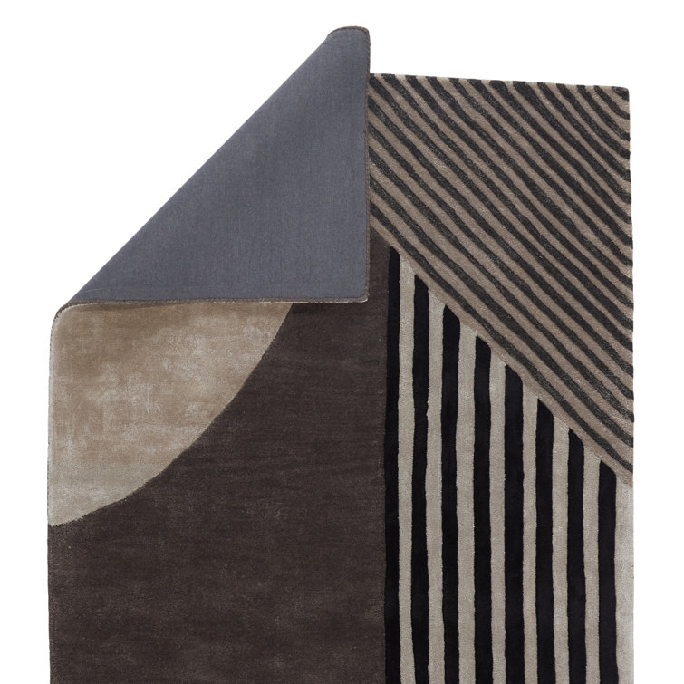 Handmade Black and Gray Geometric Wool Rug