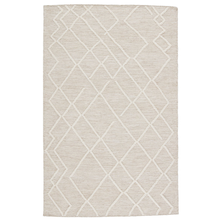 Scandinavian Ivory Geometric Braided Wool 5' x 8' Area Rug