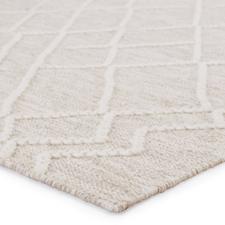 Scandinavian Ivory Geometric Braided Wool 5' x 8' Area Rug