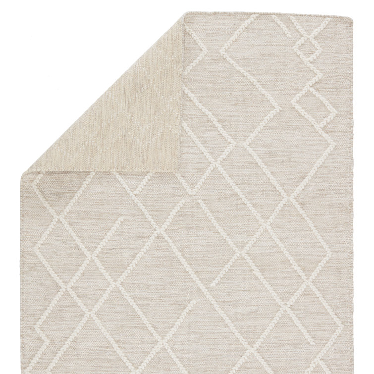 Scandinavian Ivory Geometric Braided Wool 5' x 8' Area Rug