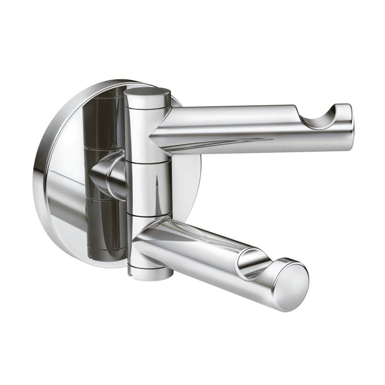 Chrome Modern Double Swivel Wall Mounted Robe Hook