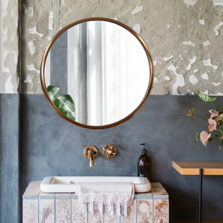 Yorkville Loft-Inspired Brushed Brass Round Wall Mirror, 20" x 20"