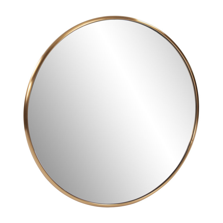 Yorkville Loft-Inspired Brushed Brass Round Wall Mirror, 20" x 20"
