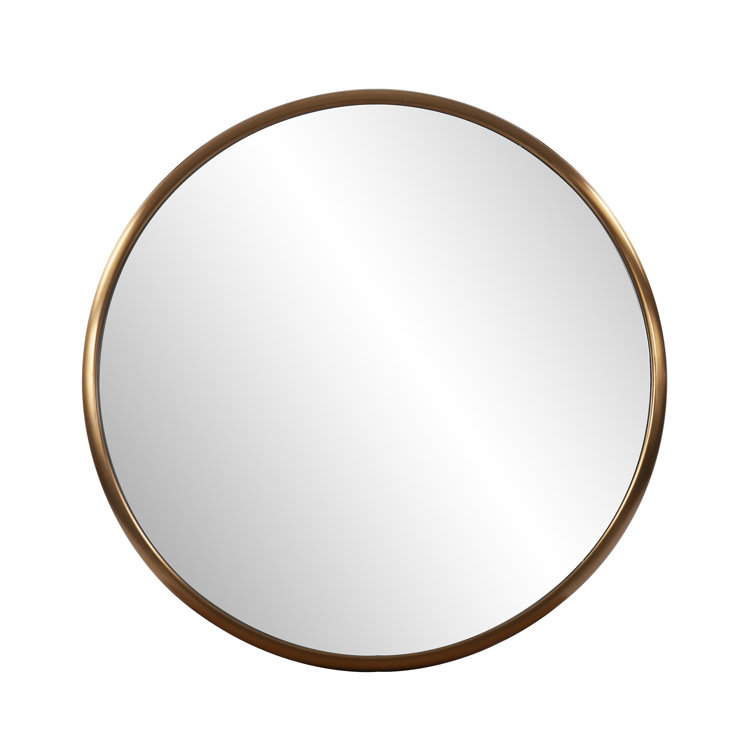 Yorkville Loft-Inspired Brushed Brass Round Wall Mirror, 20" x 20"