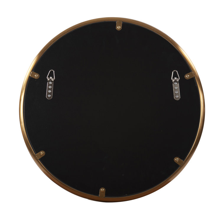 Yorkville Loft-Inspired Brushed Brass Round Wall Mirror, 20" x 20"