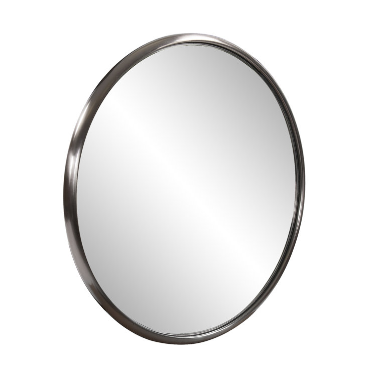 Small Round Brushed Titanium Mirror with Stainless Steel Frame