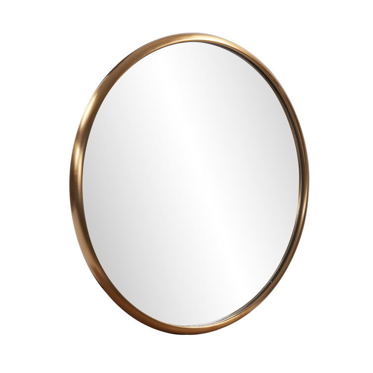 Yorkville Loft-Inspired Brushed Brass Round Wall Mirror, 20" x 20"