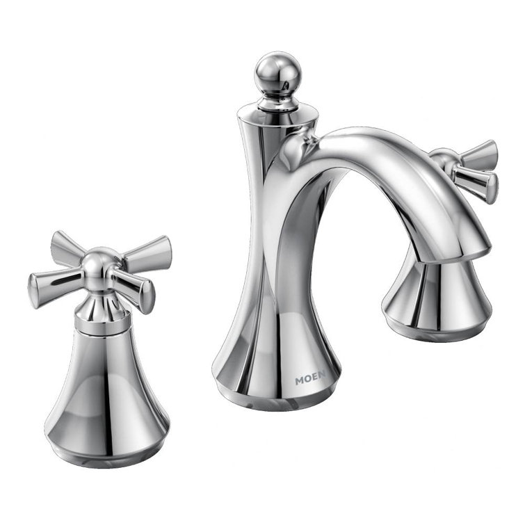 Chrome Modern Widespread Two-Handle Bathroom Faucet