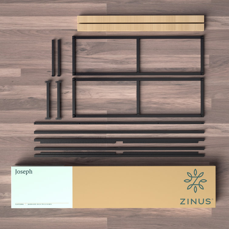 Joseph 18" Black Metal Platform Bed Frame with Slats