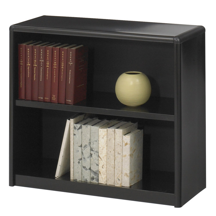 Adjustable Black Steel 2-Shelf Floor-Standing Bookcase