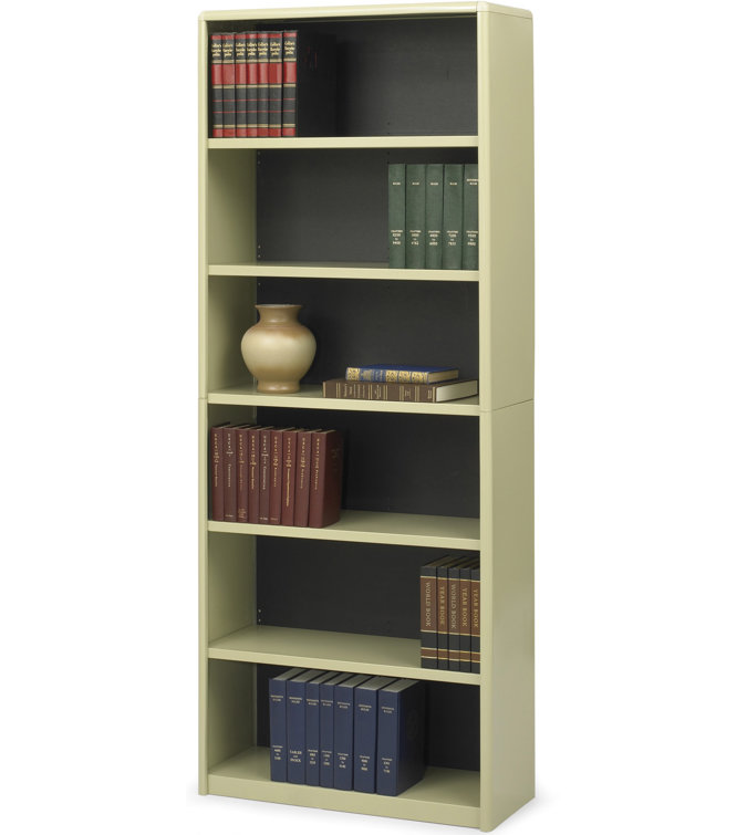 Gray Adjustable Steel 6-Shelf Floor-Standing Bookcase