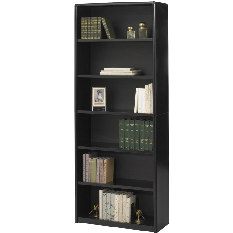 Adjustable Black Powder Coat Steel 6-Shelf Floor Bookcase