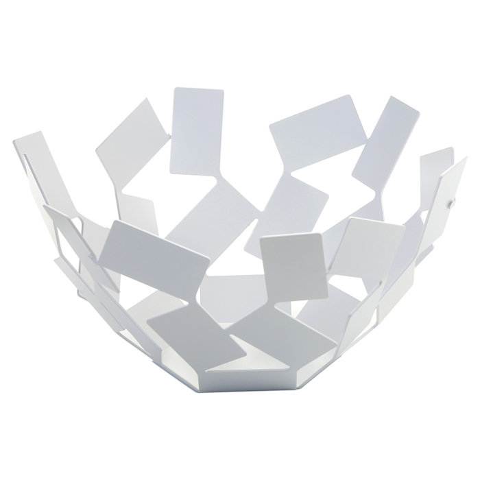 White Geometric Stainless Steel Fruit Holder Bowl