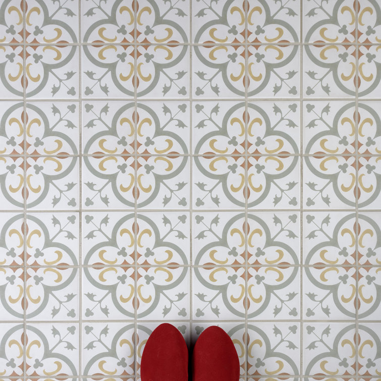 Revival Mini Memory 4" x 4" Off-White Ceramic Patterned Tile