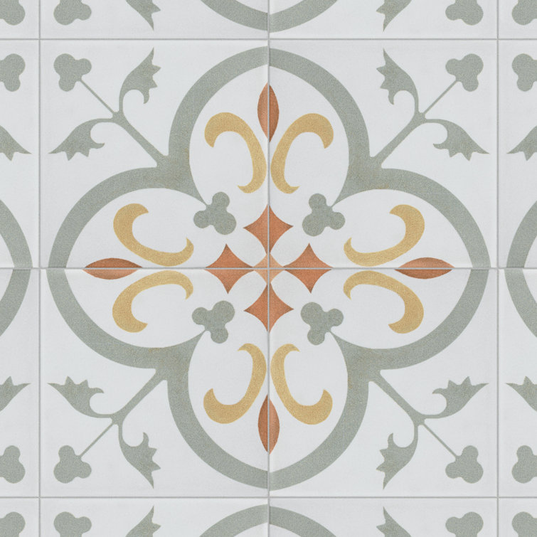 Revival Mini Memory 4" x 4" Off-White Ceramic Patterned Tile