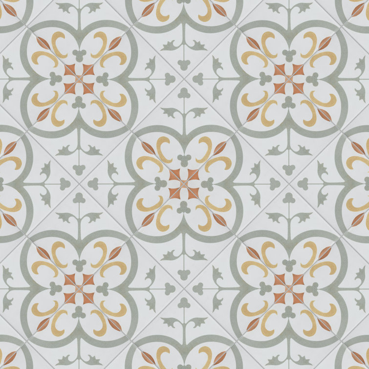Revival Mini Memory 4" x 4" Off-White Ceramic Patterned Tile