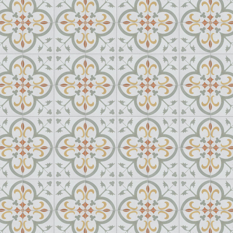 Revival Mini Memory 4" x 4" Off-White Ceramic Patterned Tile