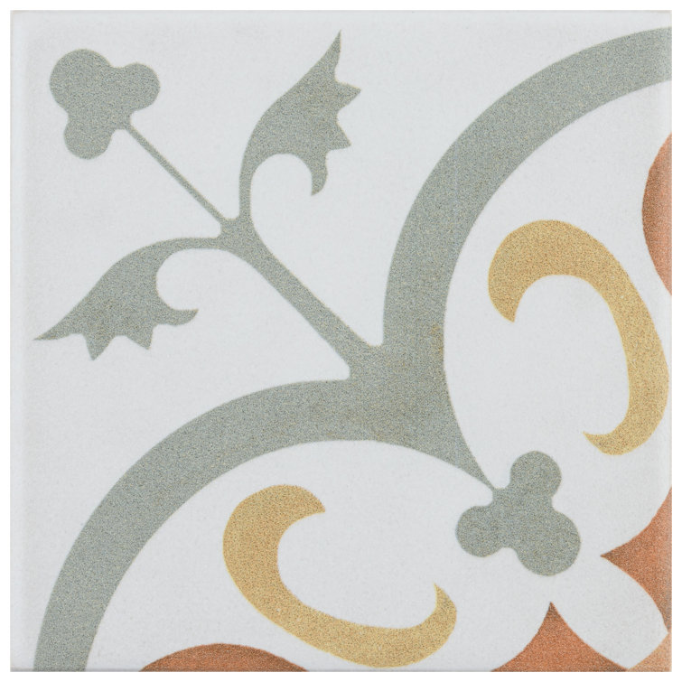 Revival Mini Memory 4" x 4" Off-White Ceramic Patterned Tile