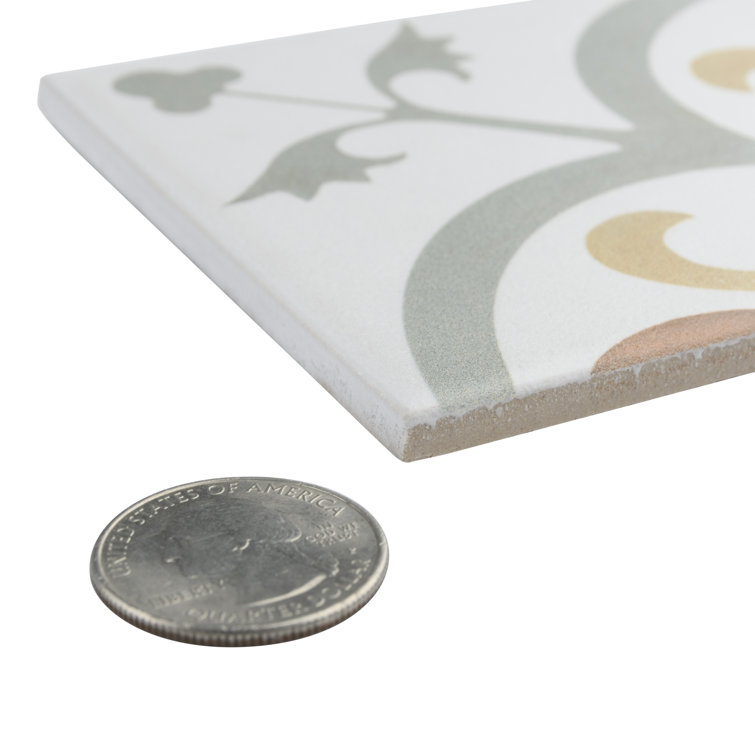 Revival Mini Memory 4" x 4" Off-White Ceramic Patterned Tile