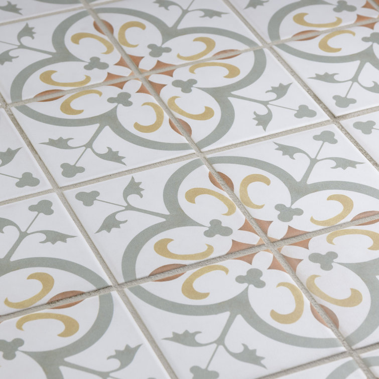 Revival Mini Memory 4" x 4" Off-White Ceramic Patterned Tile