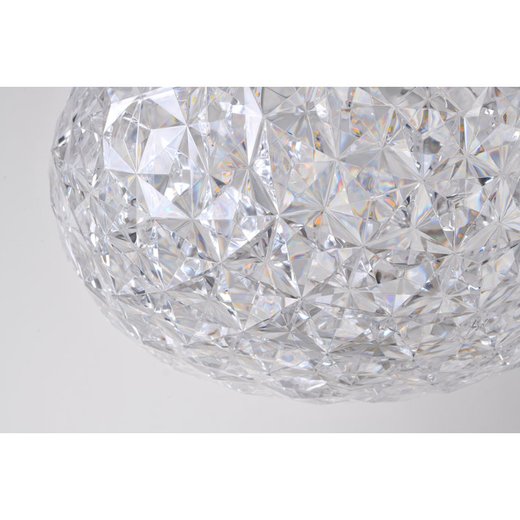 Elegant Chrome and Acrylic LED Pendant Light, 17.7"