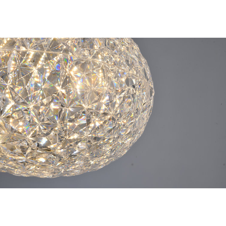 Elegant Chrome and Acrylic LED Pendant Light, 17.7"