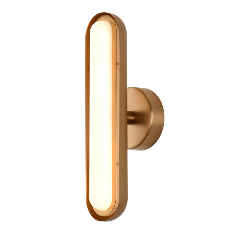 Elegant Brass Finish LED Wall Sconce with White Acrylic Shade