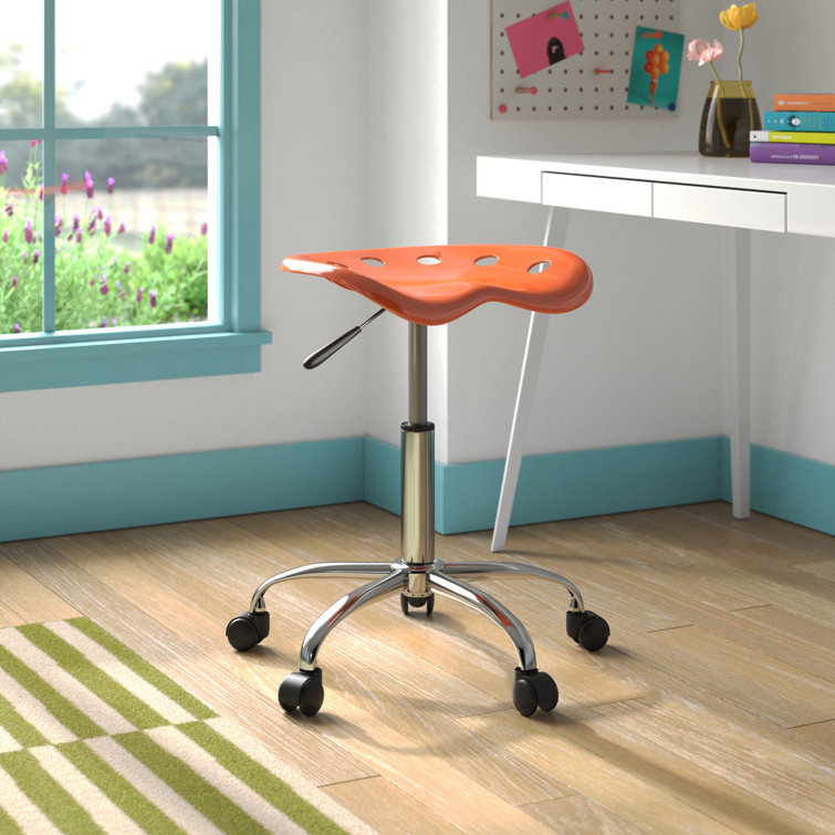 Orange Adjustable Swivel Backless Metal Task Stool