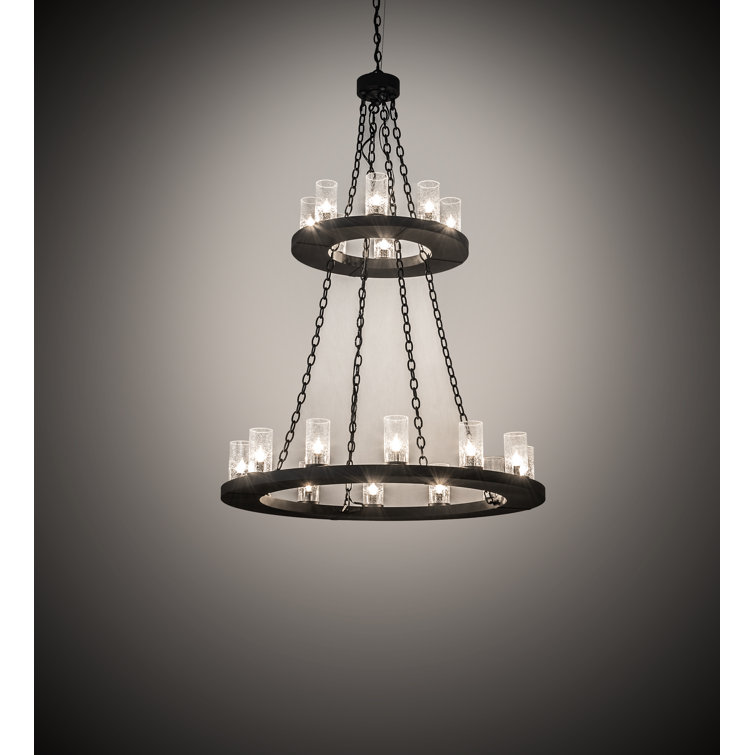 Loxley 20-Light Black and Clear Glass Tiered Chandelier