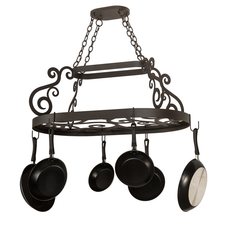 Oil Rubbed Bronze 38" Hanging Pot Rack with Black Finish