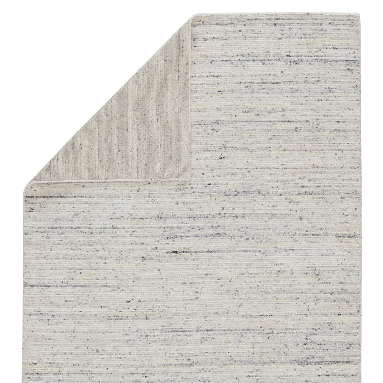 Madras Heathered Gray Hand-Loomed Wool Rectangular Rug 5' x 8'