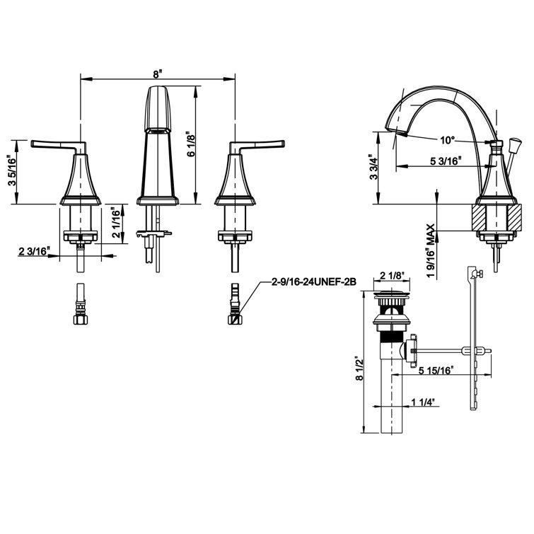 Lotto Chrome Polished Widespread 2-Handle Bathroom Faucet