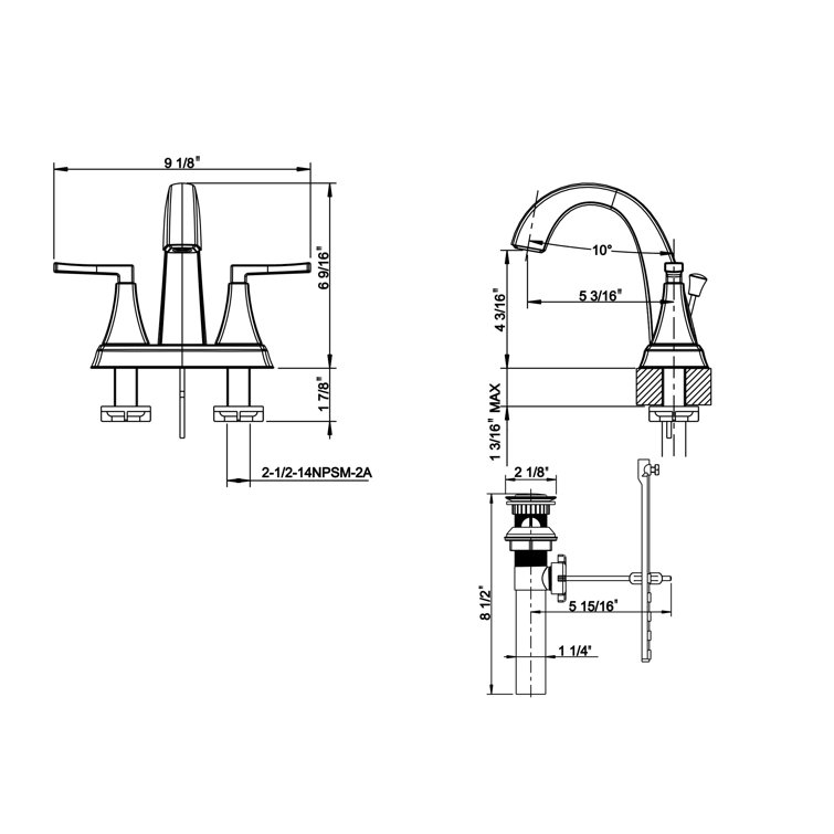 Brushed Nickel Two-Handle Centerset Bathroom Faucet